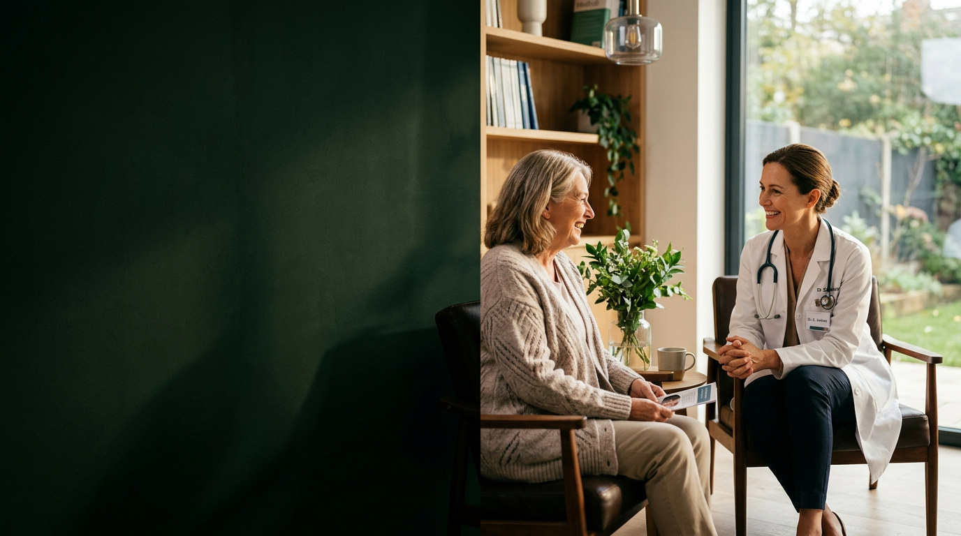 Physician reviewing AI-generated intake notes with a patient