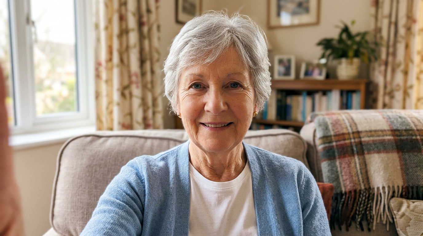 Patient on FaceTime-style intake call